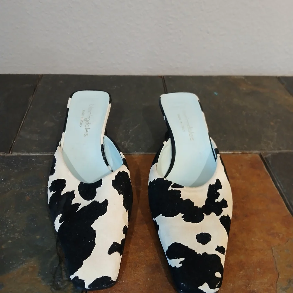 Bloomingdale Women's Mules 4.5 Cow Print Italy - Picture 3 of 13